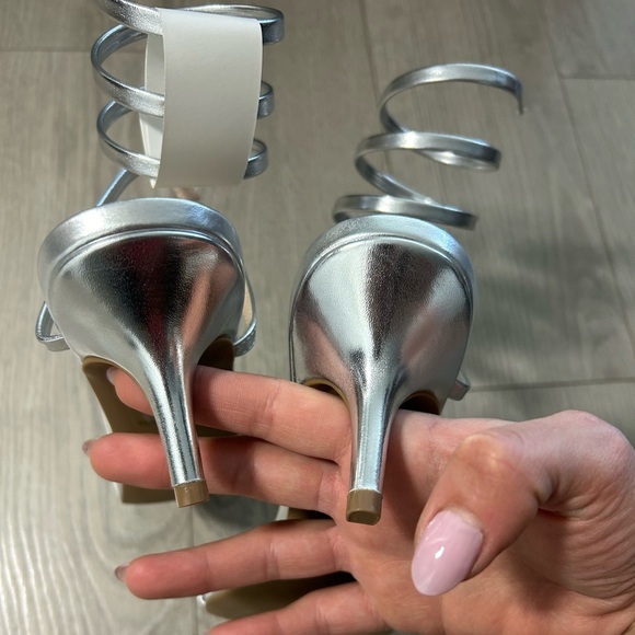 Fashion Nova All Time Fav Wrap Up Heels - Silver - Picture 6 of 10